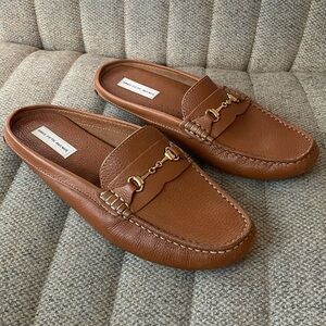SAKS FIFTH AVENUE Brown Leather open back driving mocs, sz 11 (fits like a 10!)